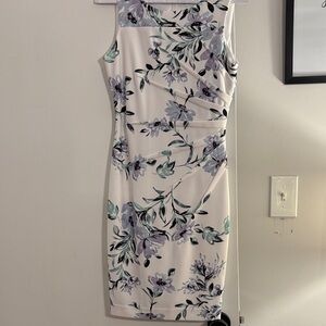 Calvin Klein Floral Mini Dress - White and Purple